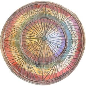 Vtg Vietnamese Bamboo Hat Rice Paddy Hat Vietnam 16" Mullti-color Asian Thai